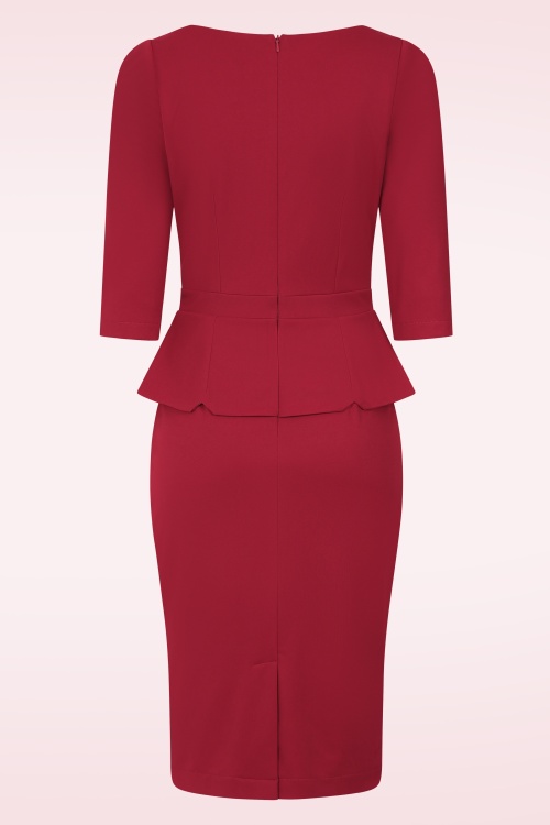 Glamour Bunny Business Babe - Donna Shift Travel jurk in bordeauxrood 4