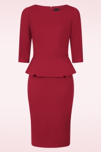 Glamour Bunny Business Babe - Donna Shift Travel jurk in bordeauxrood 2
