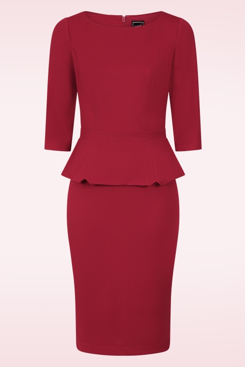 Glamour Bunny Business Babe - Donna Shift Travel jurk in bordeauxrood 2