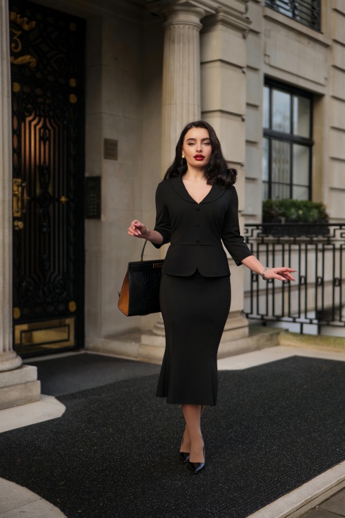 Glamour Bunny Business Babe - Starlet Travel Fishtail rok in zwart 5