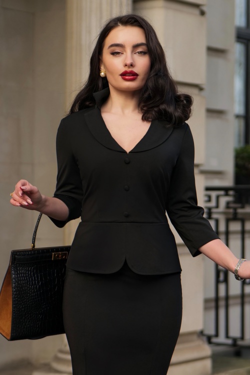 Glamour Bunny Business Babe - Starlet Travel blazer top in zwart