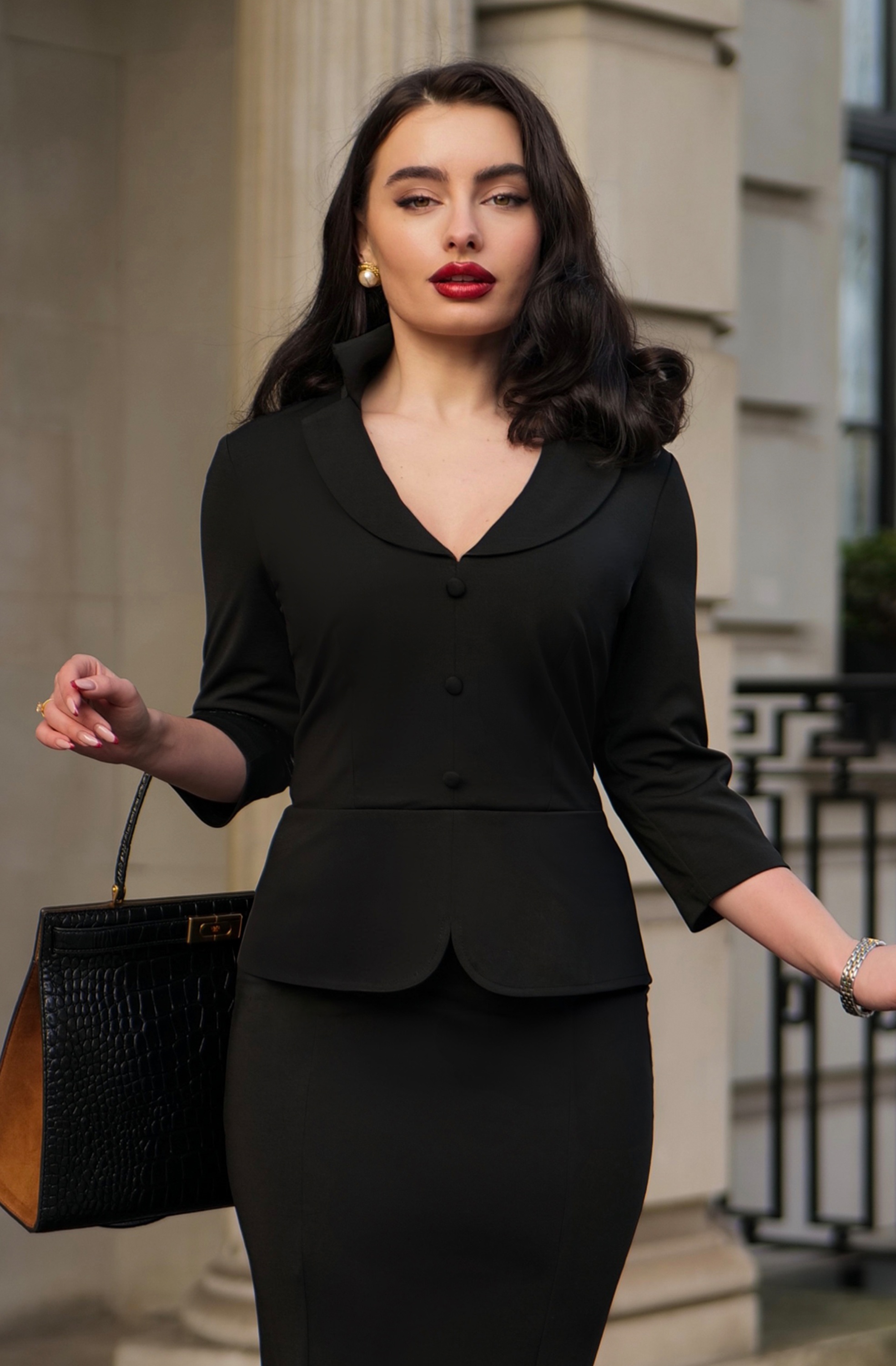 Glamour Bunny Business Babe - Starlet Travel blazer top in zwart