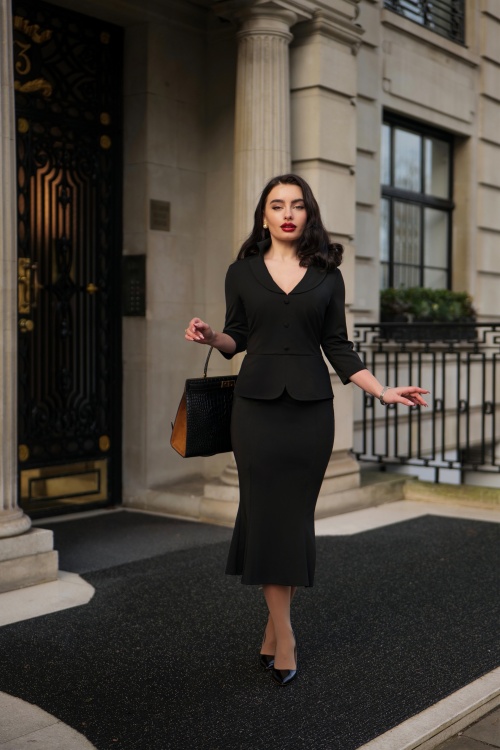 Glamour Bunny Business Babe - Starlet Travel blazer top in zwart 5