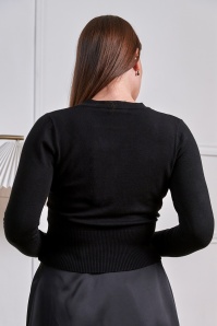 Banned Retro - Nara Roses and Daisies cardigan in zwart 2