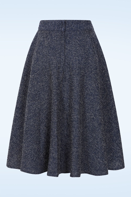 Banned Retro - Amelia swing rok in marineblauw 3