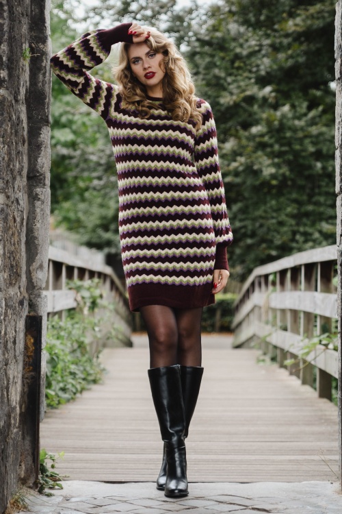 King Louie - Bente Gladys gebreide jurk in porto rood