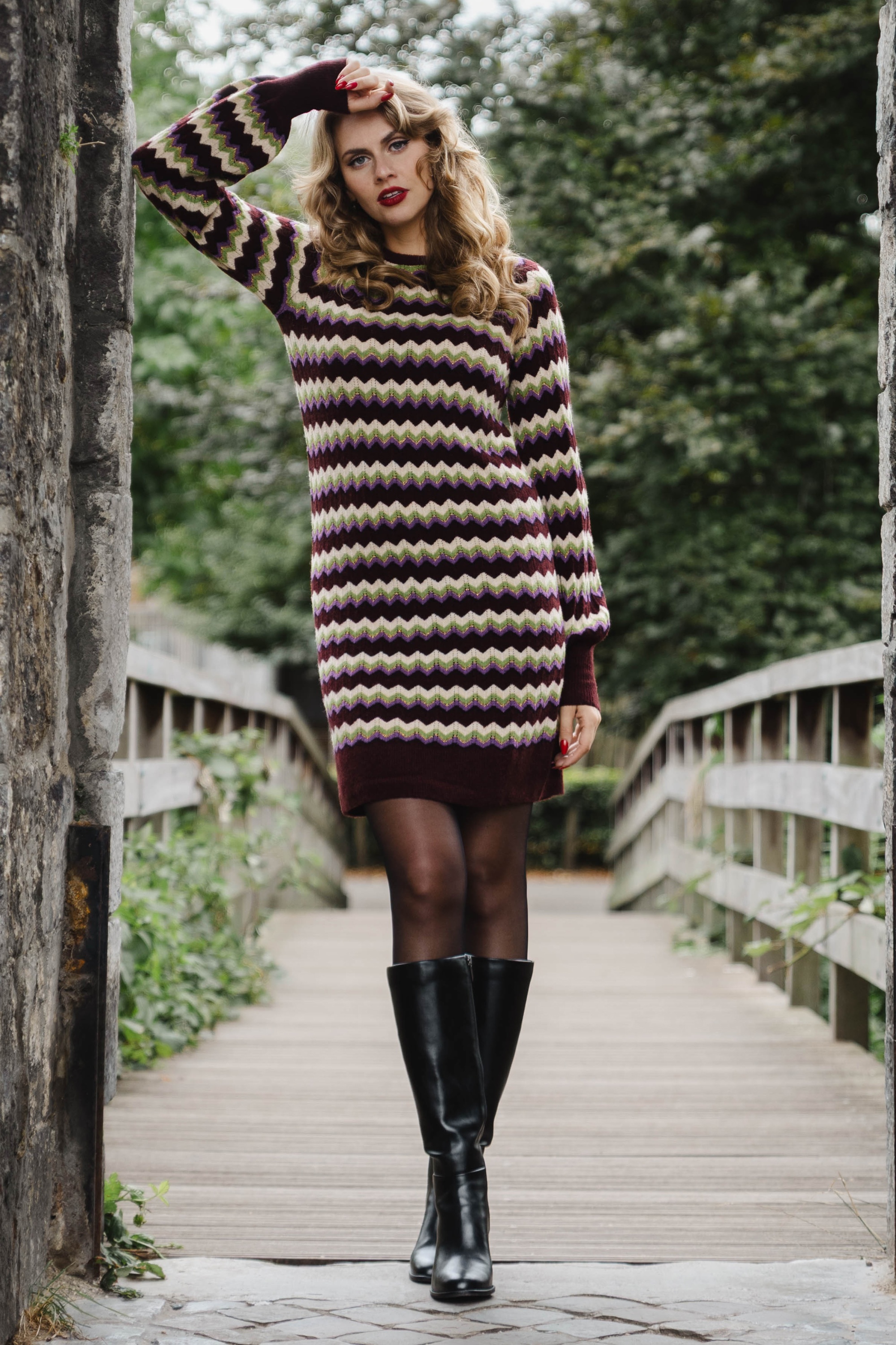 King Louie - Bente Gladys gebreide jurk in porto rood