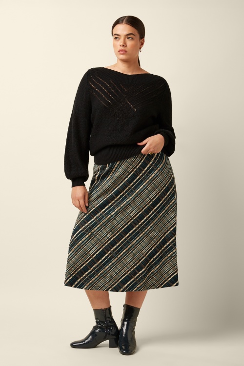 King Louie - Juno Chime midi rok in zwart en multi 2