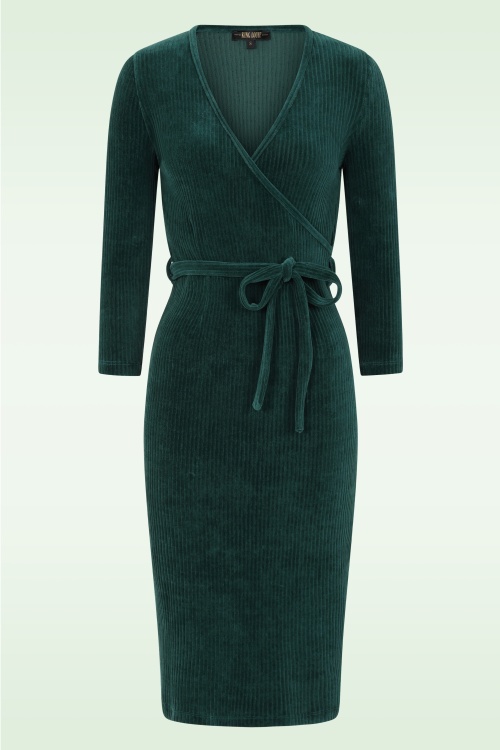 King Louie - Anja Rina rib jurk in libel groen 2