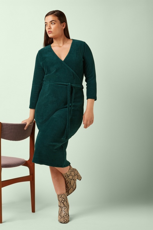 King Louie - Anja Rina rib jurk in libel groen