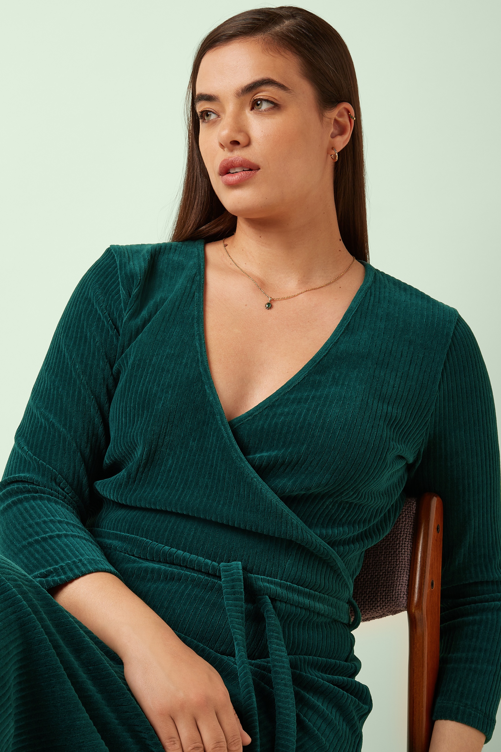 King Louie - Anja Rina rib jurk in libel groen 3