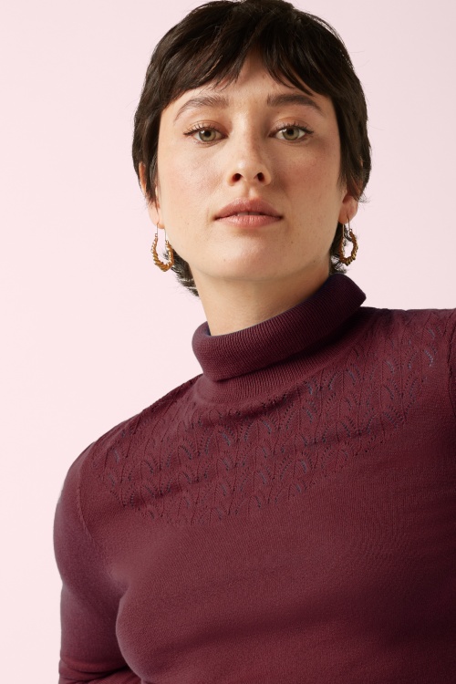 King Louie - Rollneck Club top in cabernet rood 
