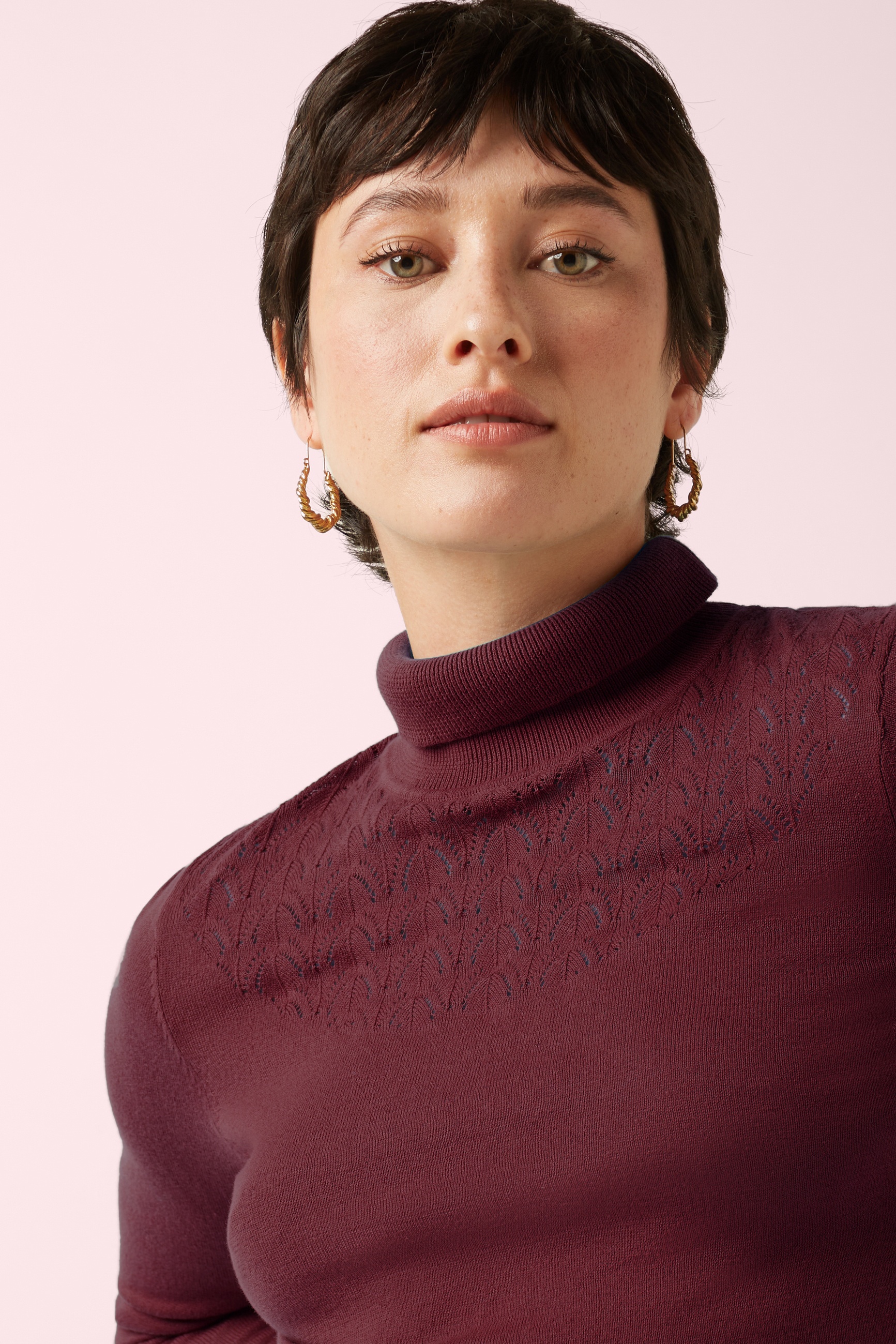 King Louie - Rollneck Club top in cabernet rood 