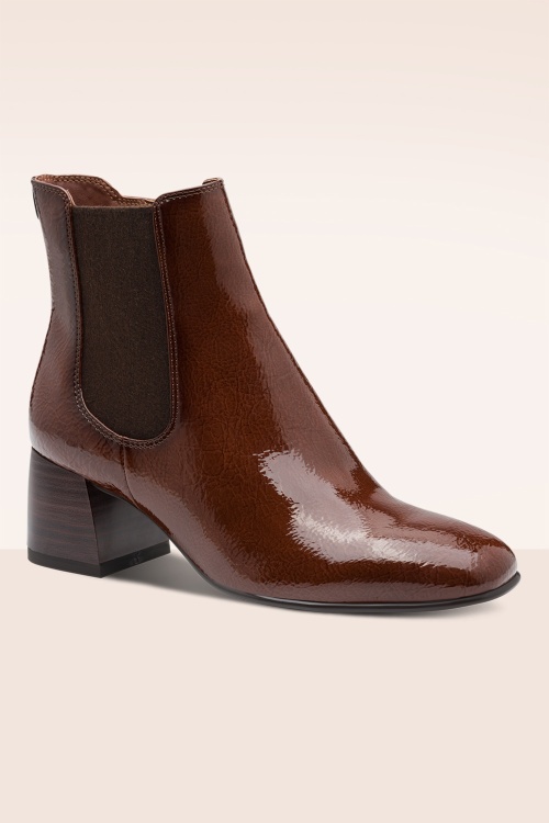 Tamaris - Paloma lak enkellaarsjes in cognacbruin 3