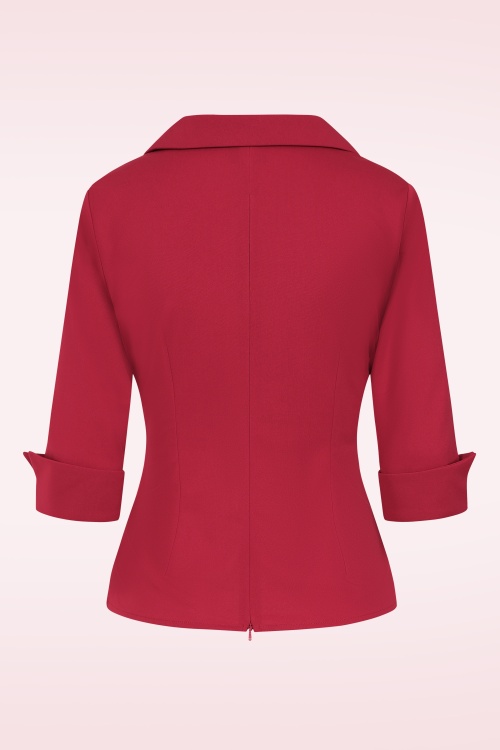 Glamour Bunny Business Babe - Dianne Travel blouse in wijnrood 4