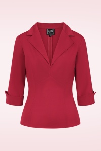 Glamour Bunny Business Babe - Dianne Travel blouse in wijnrood 2