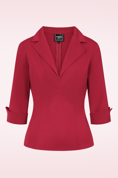 Glamour Bunny Business Babe - Dianne Travel blouse in wijnrood 2