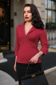 Glamour Bunny Business Babe - Dianne Travel blouse in wijnrood