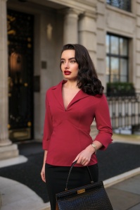 Glamour Bunny Business Babe - Dianne Travel blouse in wijnrood 5