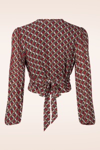 Topvintage Boutique Collection - Topvintage exclusive ~ Jennifer Printed wikkeltop in faded zwart 4