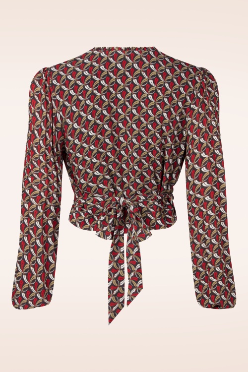 Topvintage Boutique Collection - Topvintage exclusive ~ Jennifer Printed wikkeltop in faded zwart 4