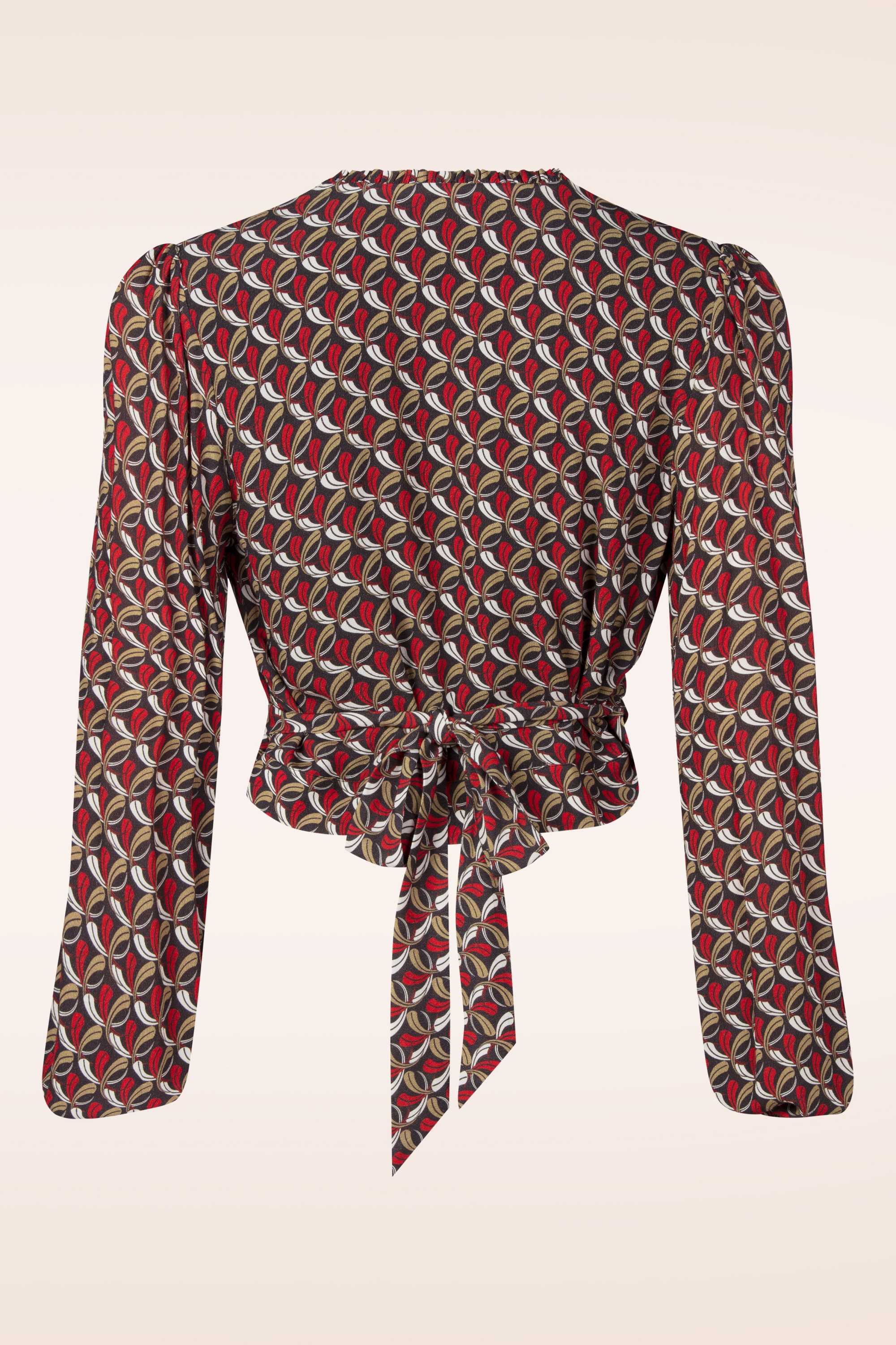 Topvintage Boutique Collection - Topvintage exclusive ~ Jennifer Printed wikkeltop in faded zwart 4