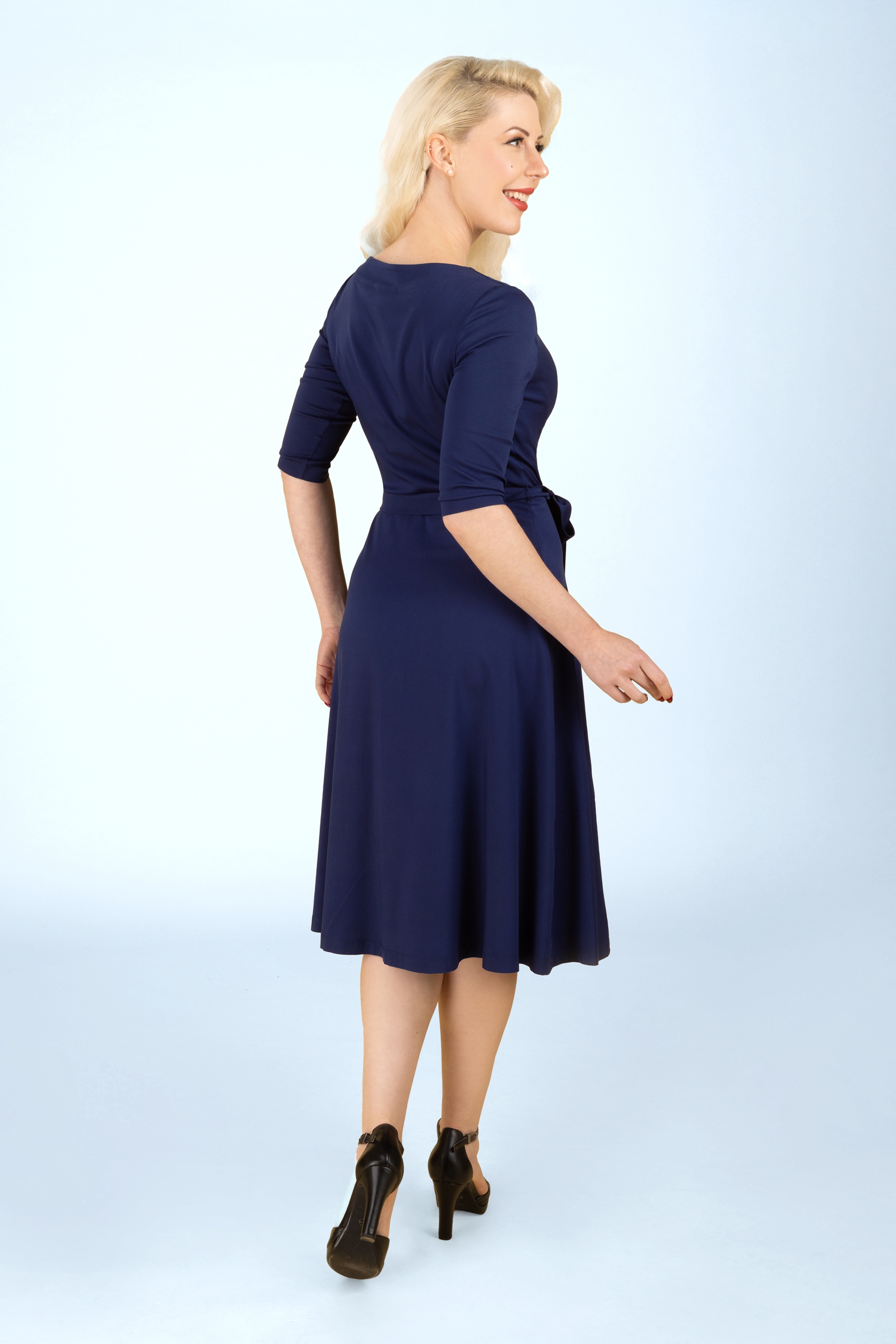 Topvintage Boutique Collection - Topvintage exclusive ~ Rosalie semi-swing jurk in middernachtblauw 2