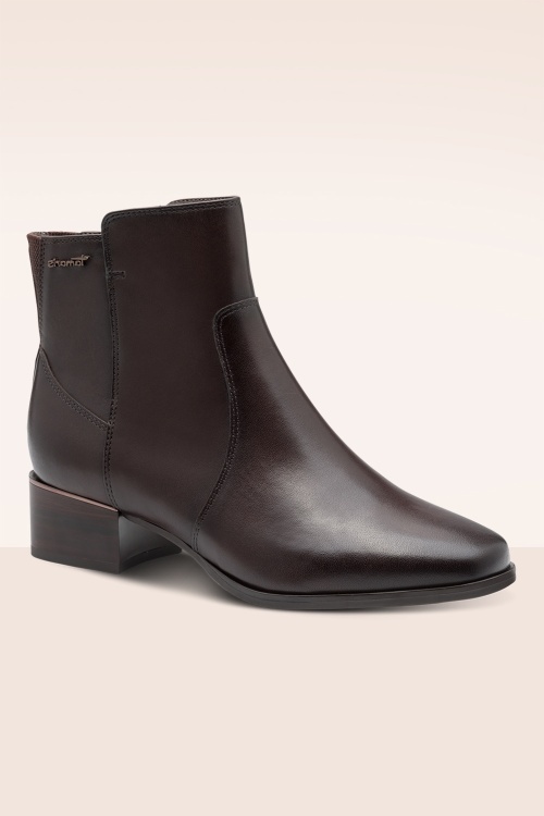 Tamaris - Paige Leather Comfort enkellaarsjes in espresso 3