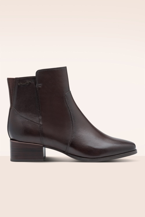 Tamaris - Paige Leather Comfort enkellaarsjes in espresso