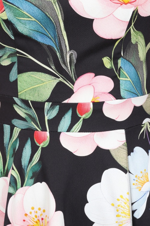 Hearts & Roses - Topvintage exclusive ~ Twilight Garden swing jurk in zwart en multi  2