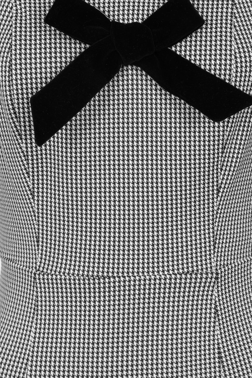 Hearts & Roses - Topvintage Exclusive - Gillian Houndstooth pencil jurk in zwart en wit 2
