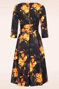 Hearts & Roses - Topvintage Exclusive ~ Honey Harvest swing jurk in zwart en oranje  4