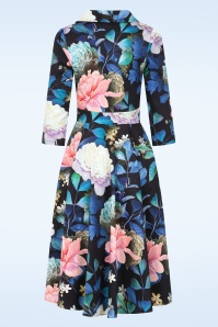 Hearts & Roses - Topvintage Exclusive ~ Garden Whispers swing jurk in zwart en multi  4