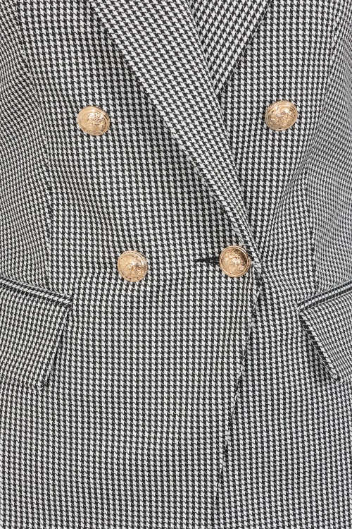 Hearts & Roses - Topvintage exclusive - Gillian Houndstooth blazer in zwart en wit 2