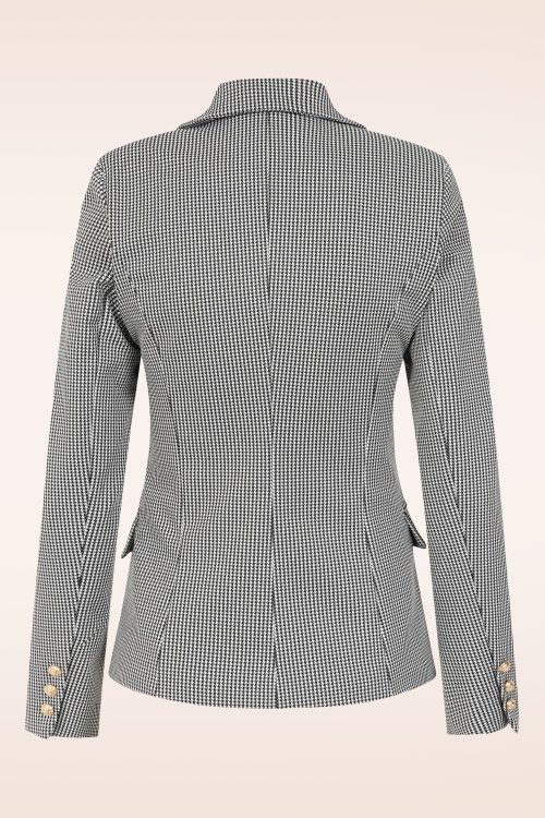 Hearts & Roses - Topvintage exclusive - Gillian Houndstooth blazer in zwart en wit 3