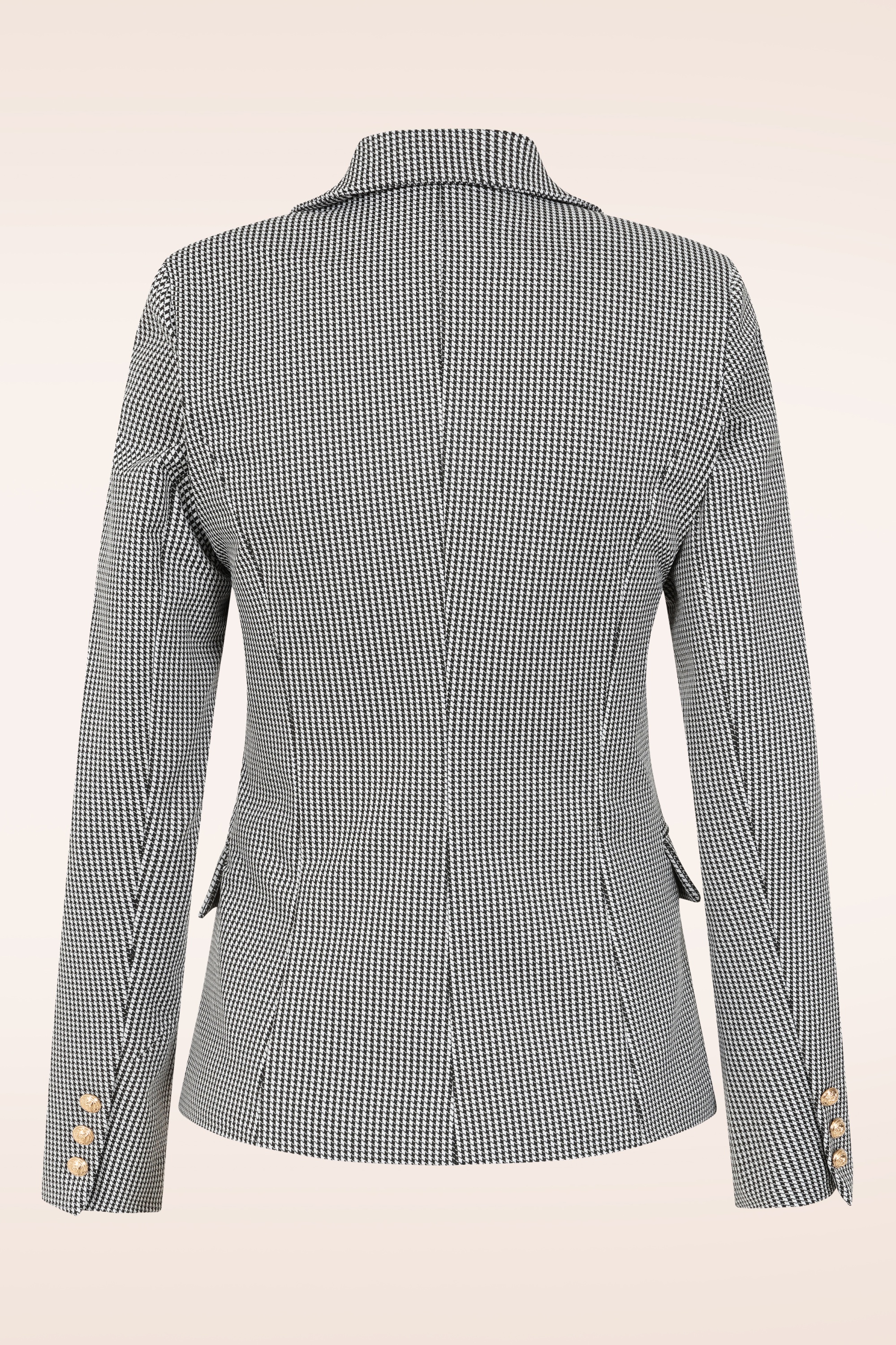 Hearts & Roses - Topvintage exclusive - Gillian Houndstooth blazer in zwart en wit 3