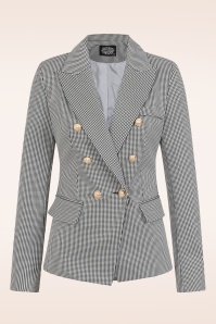 Hearts & Roses - Topvintage exclusive - Gillian Houndstooth blazer in zwart en wit