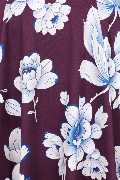 Hearts & Roses - Topvintage exclusive - Rosie Floral swing rok in paars 2