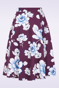 Hearts & Roses - Topvintage exclusive - Rosie Floral swing rok in paars