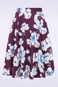 Hearts & Roses - Topvintage exclusive - Rosie Floral swing rok in paars 4