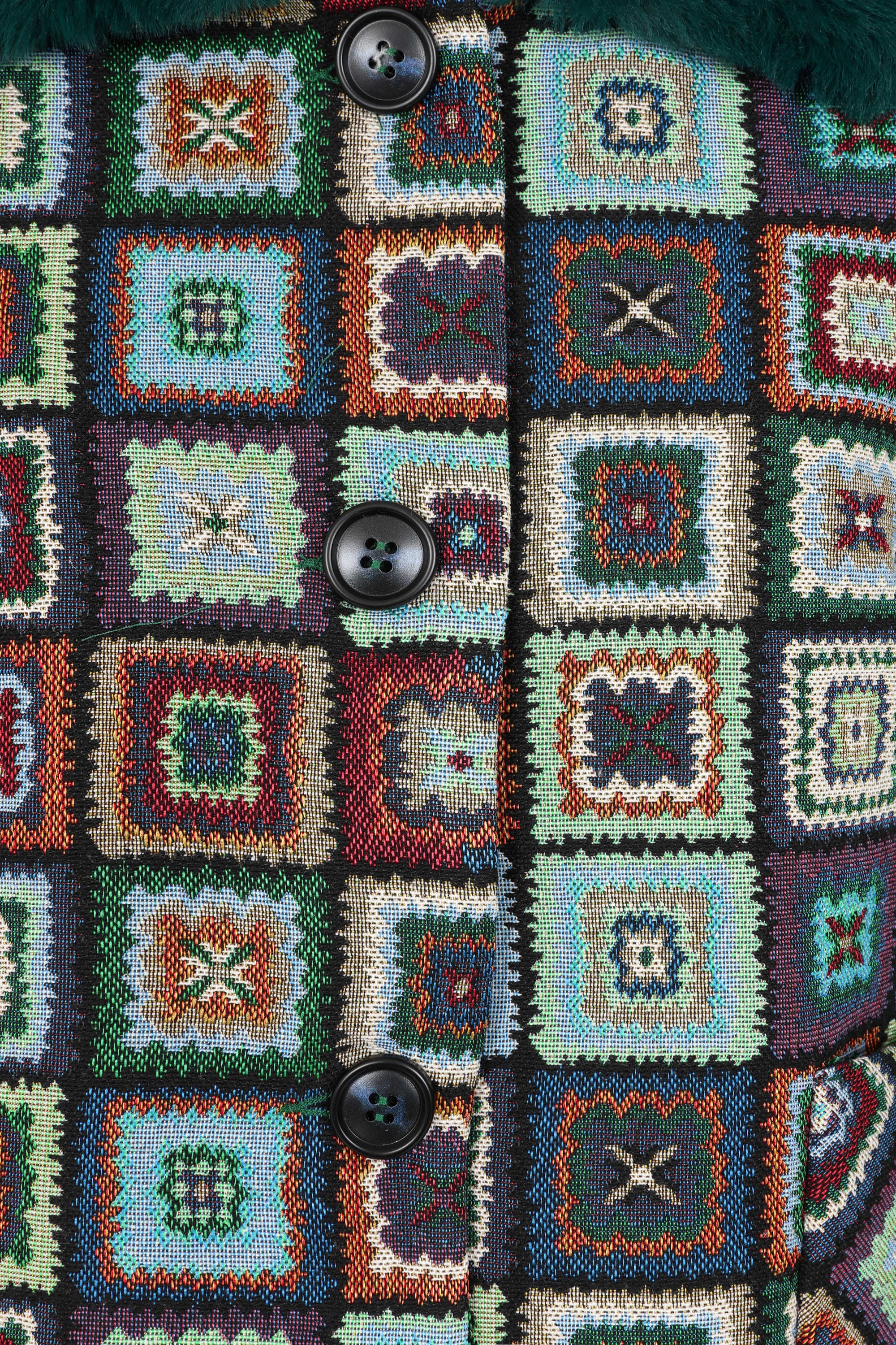 Louche - Kent 70s Patch Cropped jacquard jacket in multi 2