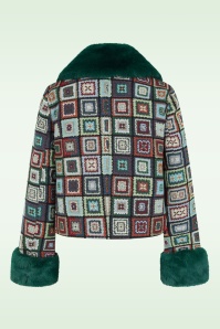 Louche - Kent 70s Patch Cropped jacquard jacket in multi 3