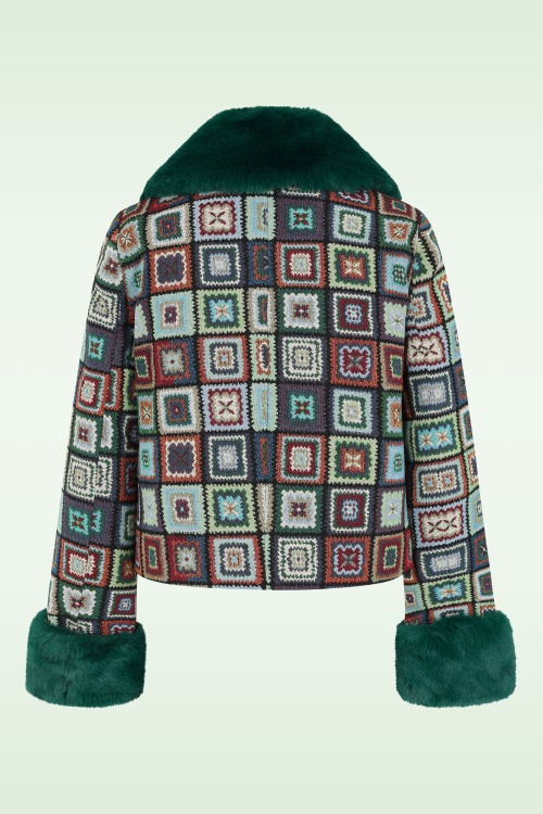 Louche - Kent 70s Patch Cropped jacquard jacket in multi 3