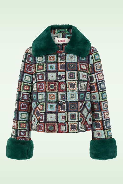 Louche - Kent 70s Patch Cropped jacquard jacket in multi