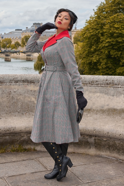 Miss Candyfloss - Lilou Rose Checkerd Reversible manteljurk in multi 2