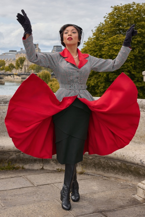 Miss Candyfloss - Lilou Rose Checkerd Reversible manteljurk in multi