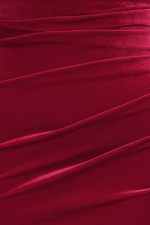 Vintage Chic for Topvintage - Topvintage exclusive ~ Sage Velvet maxi jurk in rood 2