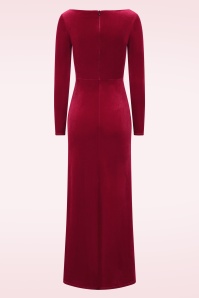 Vintage Chic for Topvintage - Topvintage exclusive ~ Sage Velvet maxi jurk in rood 3