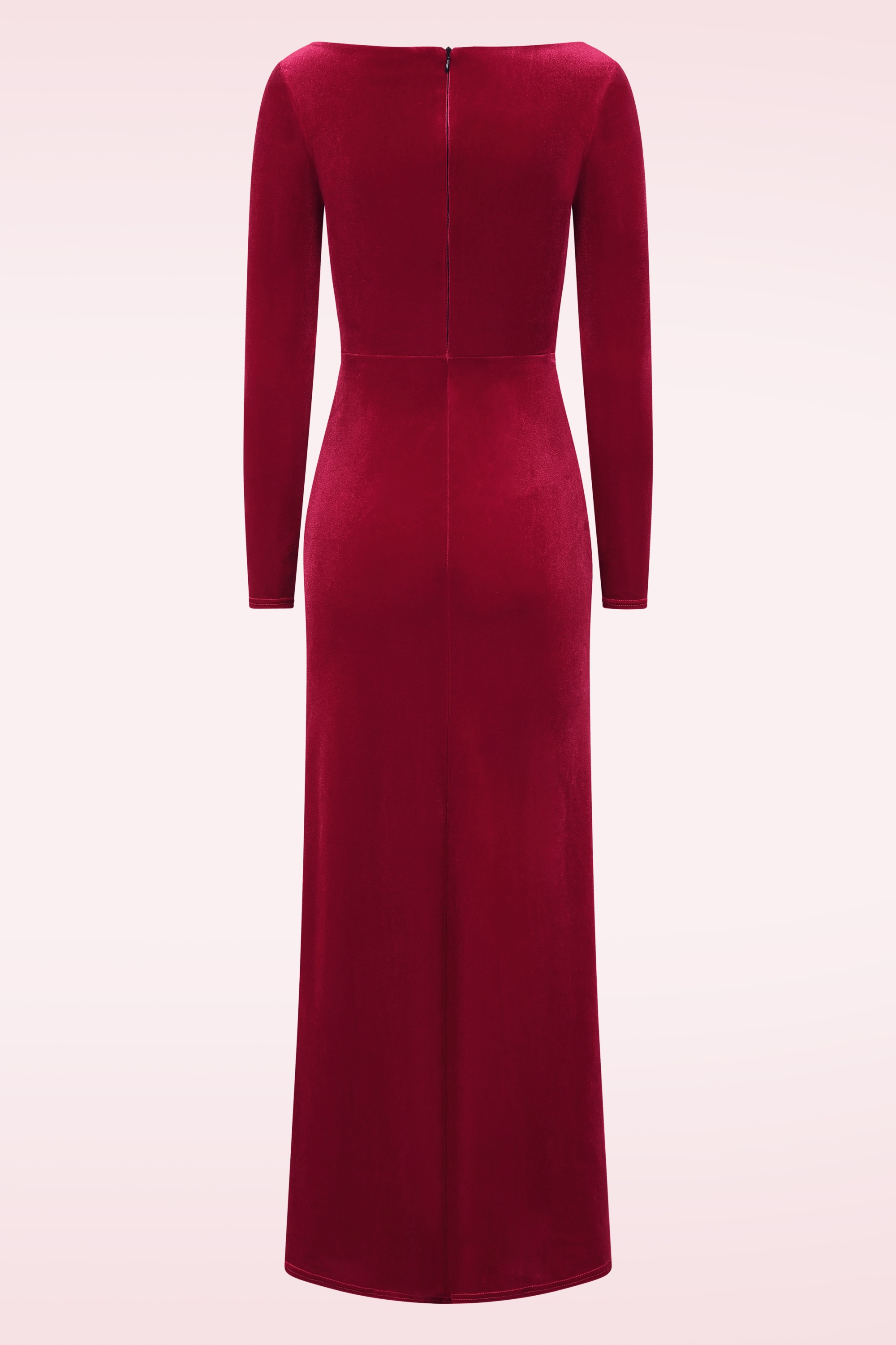 Vintage Chic for Topvintage - Topvintage exclusive ~ Sage Velvet maxi jurk in rood 3