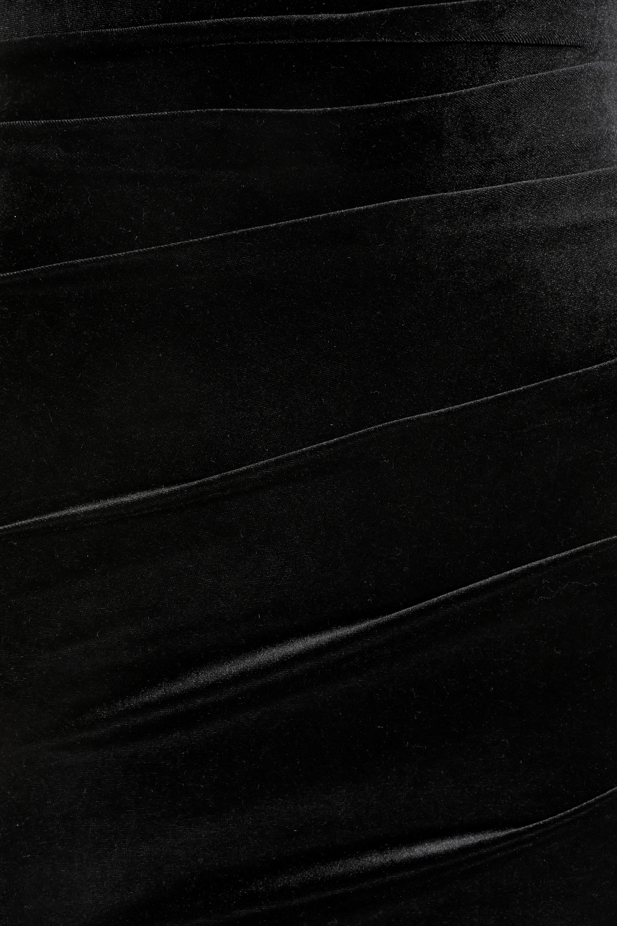 Vintage Chic for Topvintage - Topvintage exclusive ~ Sage Velvet maxi jurk in zwart 2